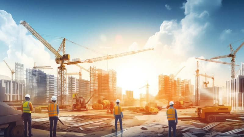 Engineers Constructing Industrial Background