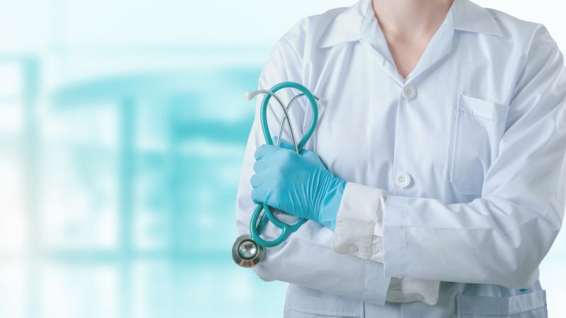 Medical Patient Healthcare and Doctor Occupation Concept, Medicine Physician Doctor With Stethoscope in Hospital Clinic Health Care. Cardiologist Specialist Doctors on Examining Patients Background.